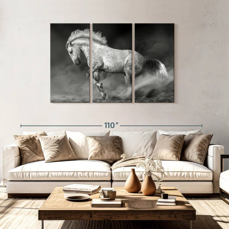 Brampt Monochrome Andalusian Horse, 48" H x 74" W