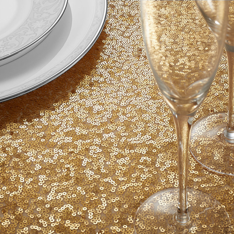  Solid Color Sequin Table Runner, Gold, 72" x 12"