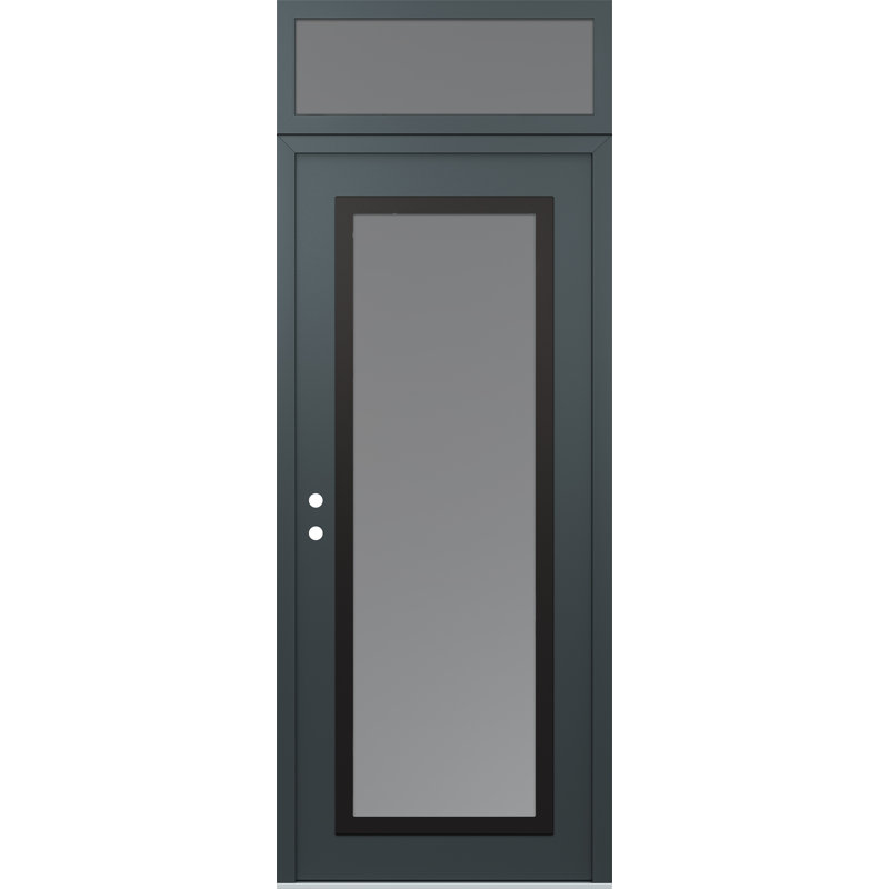 Porte d'entrée avant h1 panneau en acier noir anthracite / anthracite avec traverse, Oui, Gelé