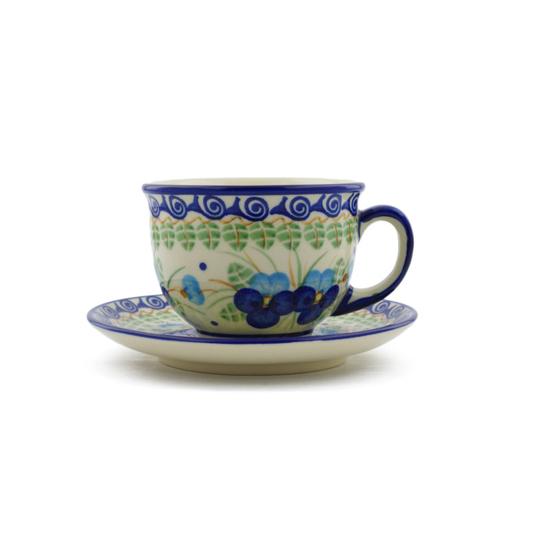 Tasse à thé et soucoupe Polish Pansy, Bleu Pansy