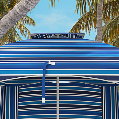 Outsunny Portable Beach Umbrella With Double-Top, Ruffled Outdoor Cabana With Walls, Vents, Sandbags, Carry Bag,  Stripe
