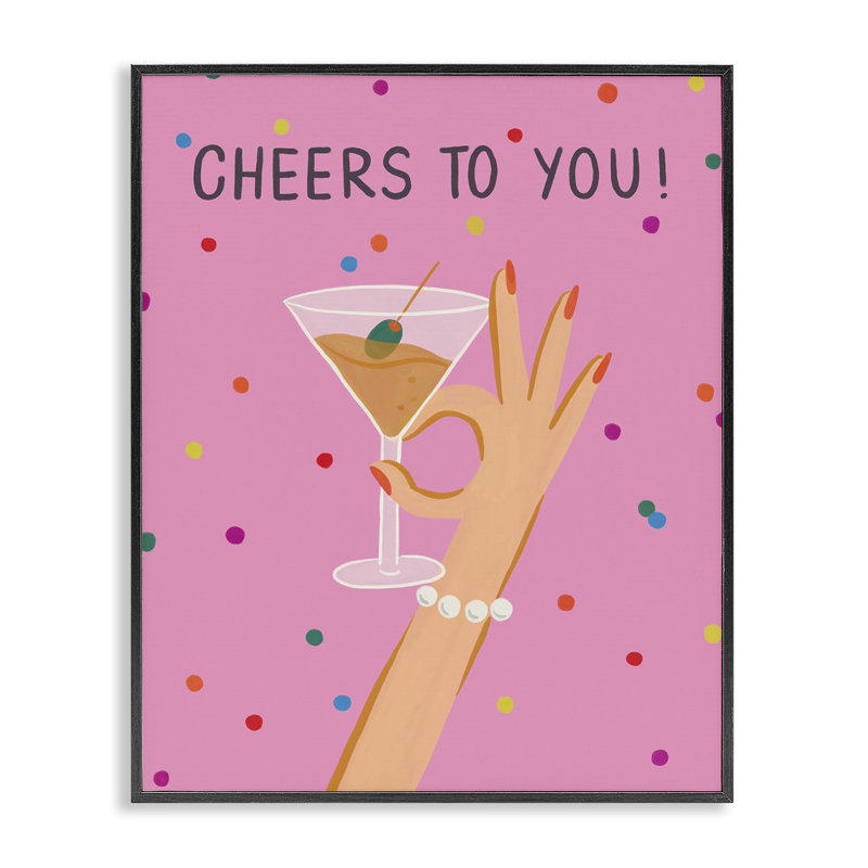  Cheers To You Martini Black Framed Giclee Art by Deborah Curiel, H 20 po x l 16 po, Giclée encadrée noir minuit