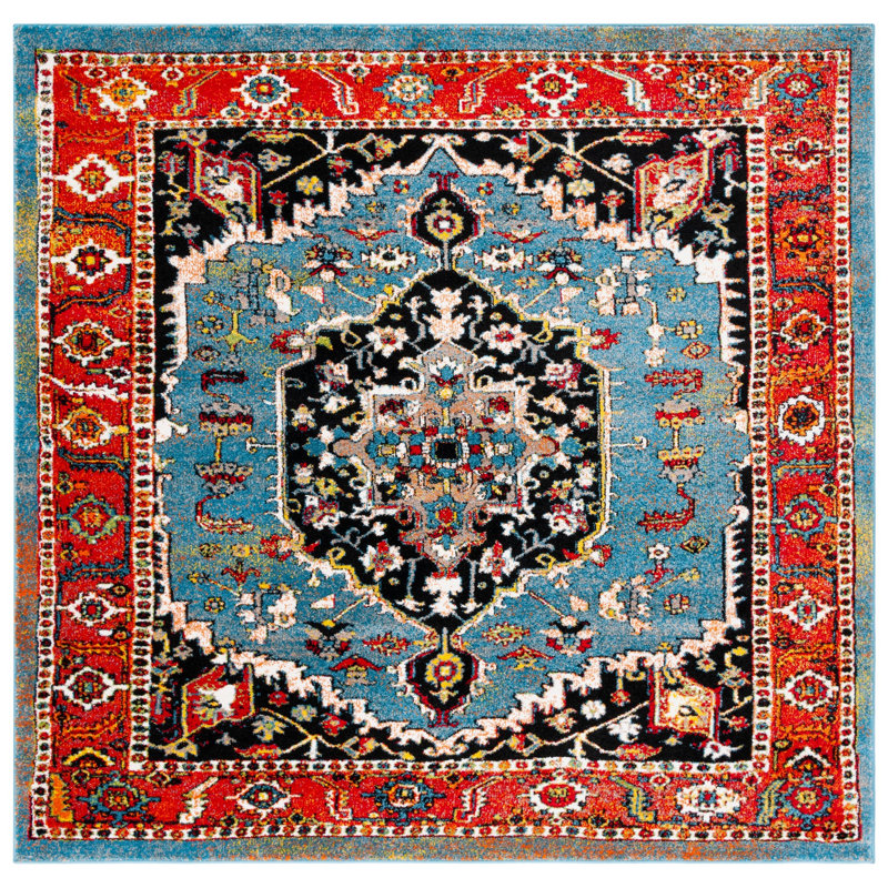 Vintage Hamadan Performance Oriental Rug, Square 6'7"