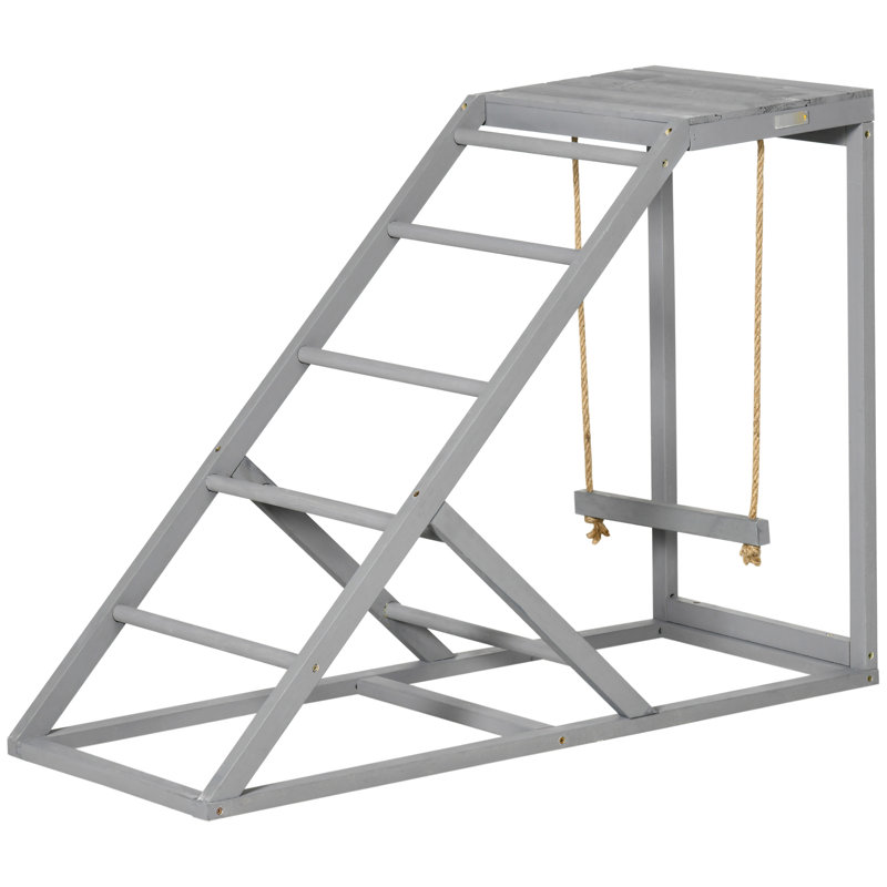 Chicken Activity Center Joy - Gray Swing And Multiple Perches Play With Solid Wood Construction,