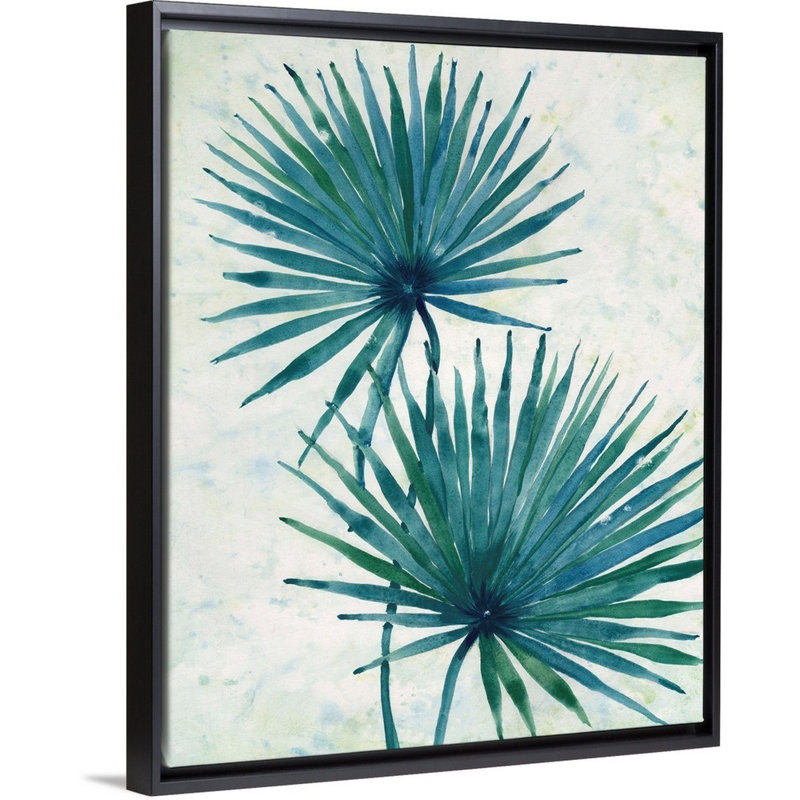 Palmier I, art mural sur toile, Toile avec cadre noir, H 16 po x l 13 po