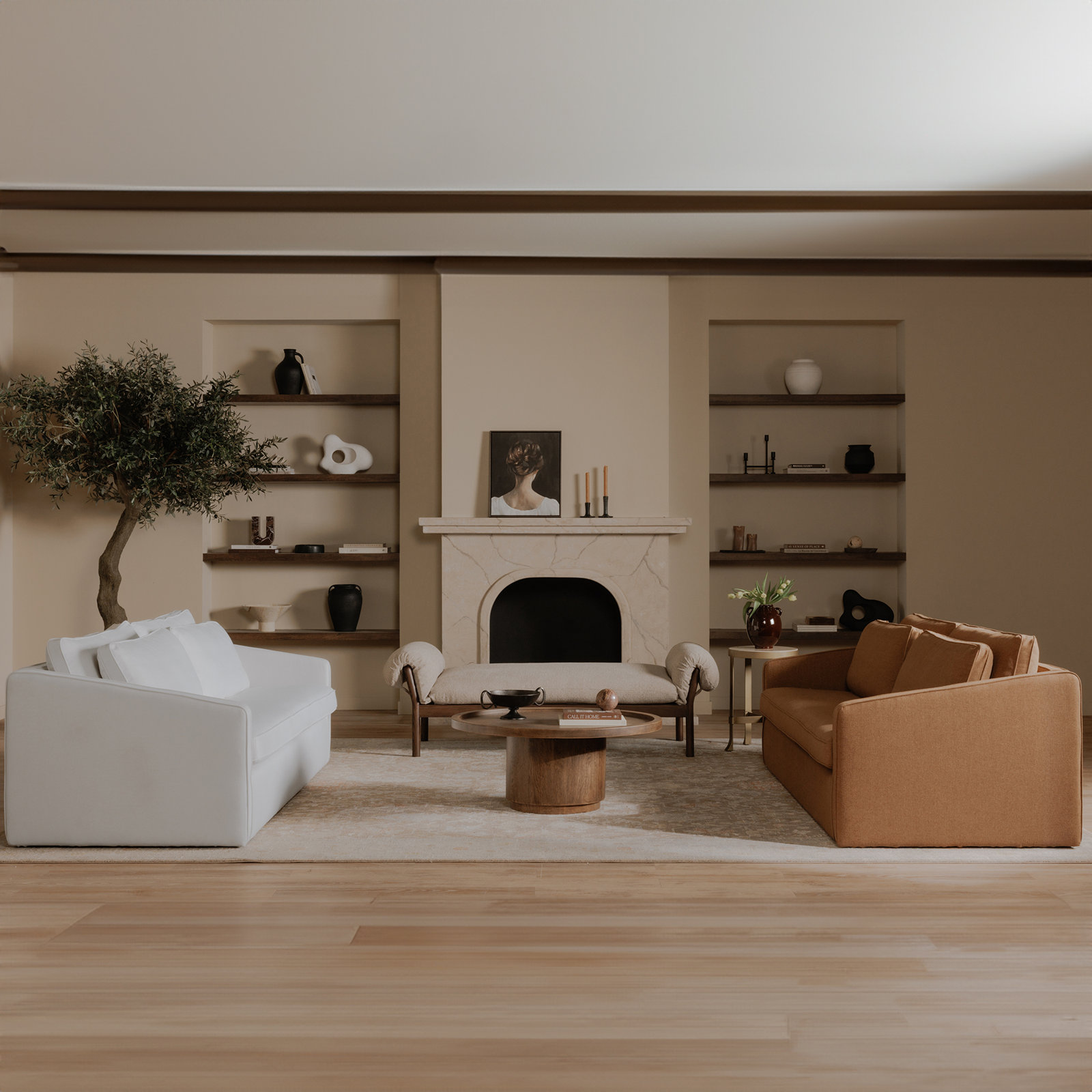 Trenten 91.3'' Round Arms Sofa, Ivory