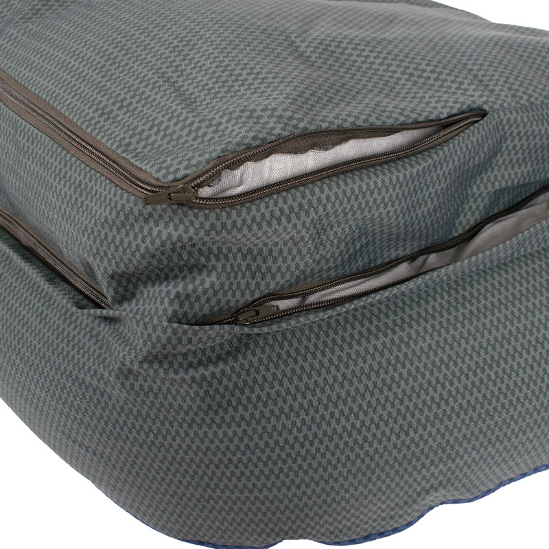 Grand traversin pour chien - Vague à carreaux, Small (28.5"w X 21.5"d X 7.5"h), Vert ondulé