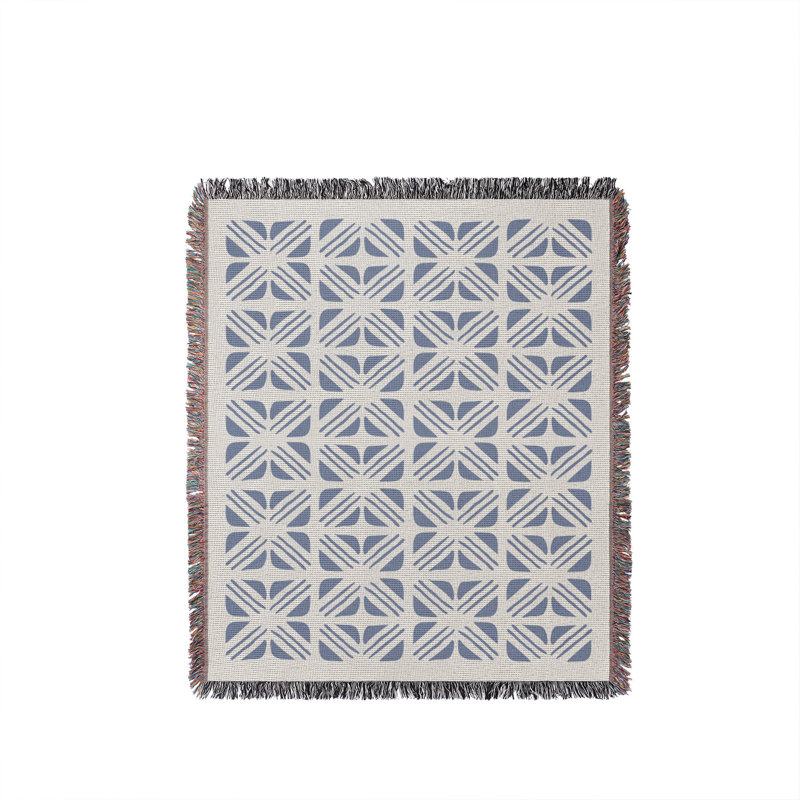 Couverture abstraite 100% coton, 60" x 60" – Throw, Navy Blue