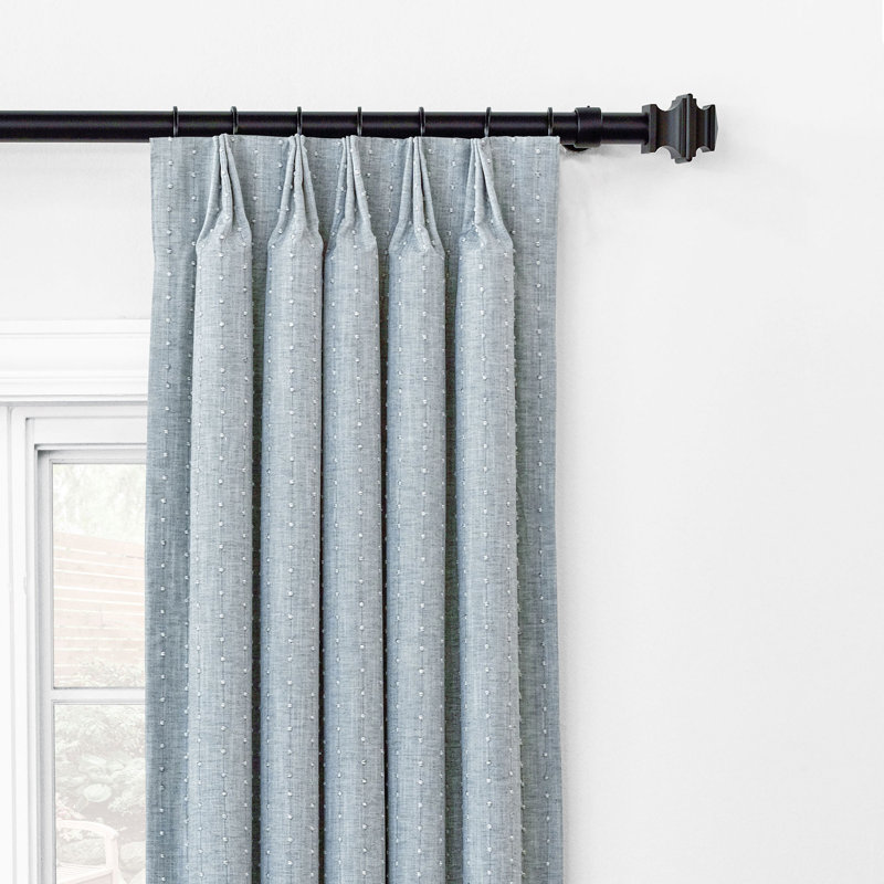Athena Embroidered Curtain Panel In Cream, Aqua, 40" W x 84" L