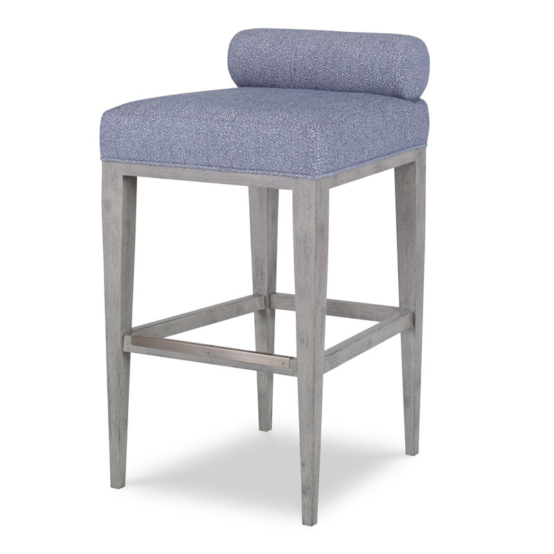 Tabouret de comptoir Banks, Noyer noir, Tabouret de comptoir (siège d'une hauteur de 24 p, Lin ensoleillé