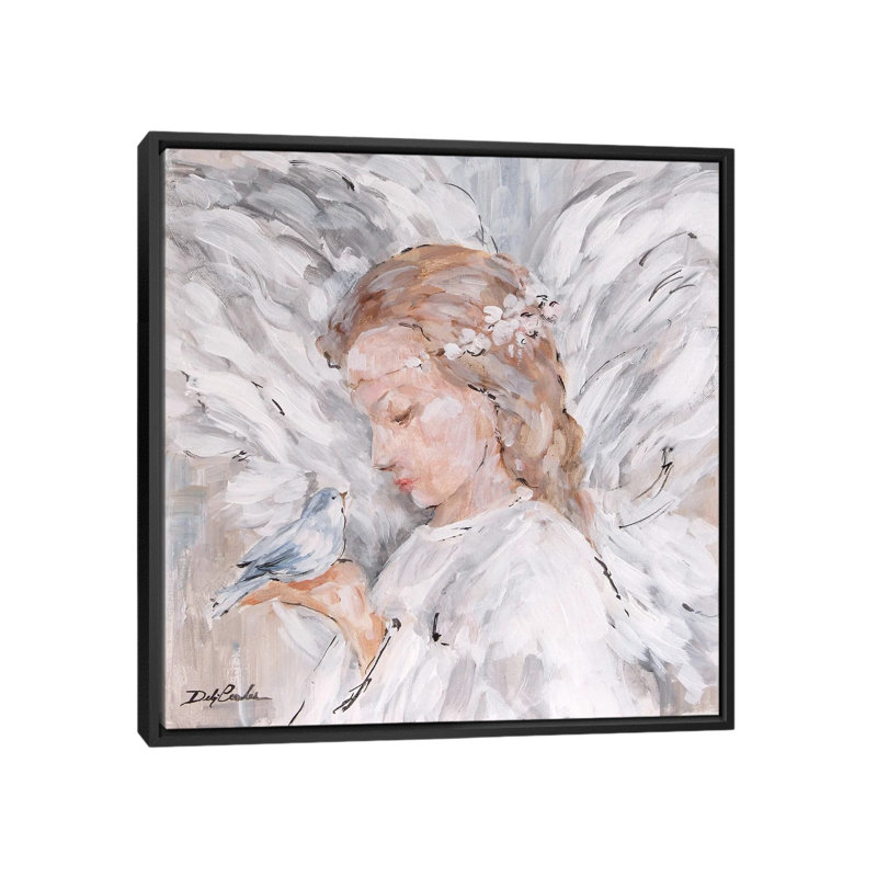 «Watch Over», peinture sur toile tendue, H 18 po x l 18 po x P 1,5 po, Toile avec cadre noir, Pas de tapis