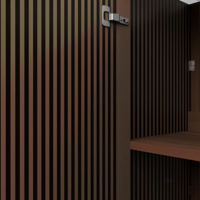A 30-inch floor-standing bathroom cabinet, paired with a  ceramic basin, is foldable and easy to transport.