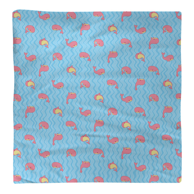 Serviette de coton à motif baleines, H 0,1 po x l 22 po x P 22 po, Bleu / Rose, Sergé de coton