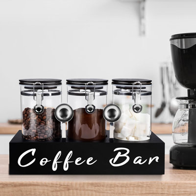 3 x 54 oz en verre contenant des grains de café avec tablette 3 pièces en verre
