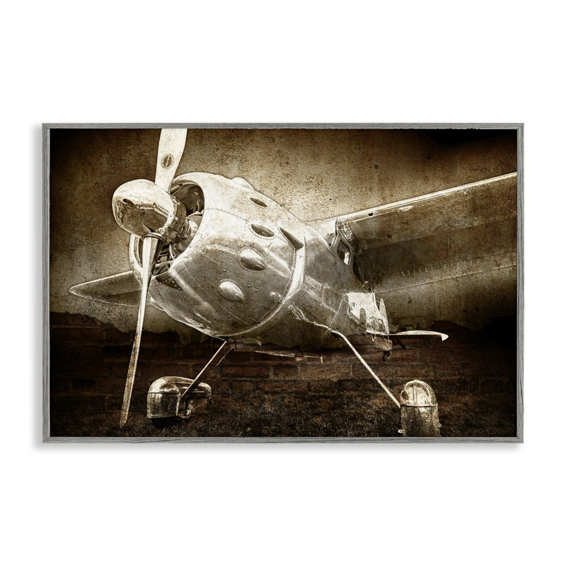 Prise en vol, estampe numérique rétro, design par Kim Allen, H 12 po x l 18 po, Giclée de ferme grise encadrée