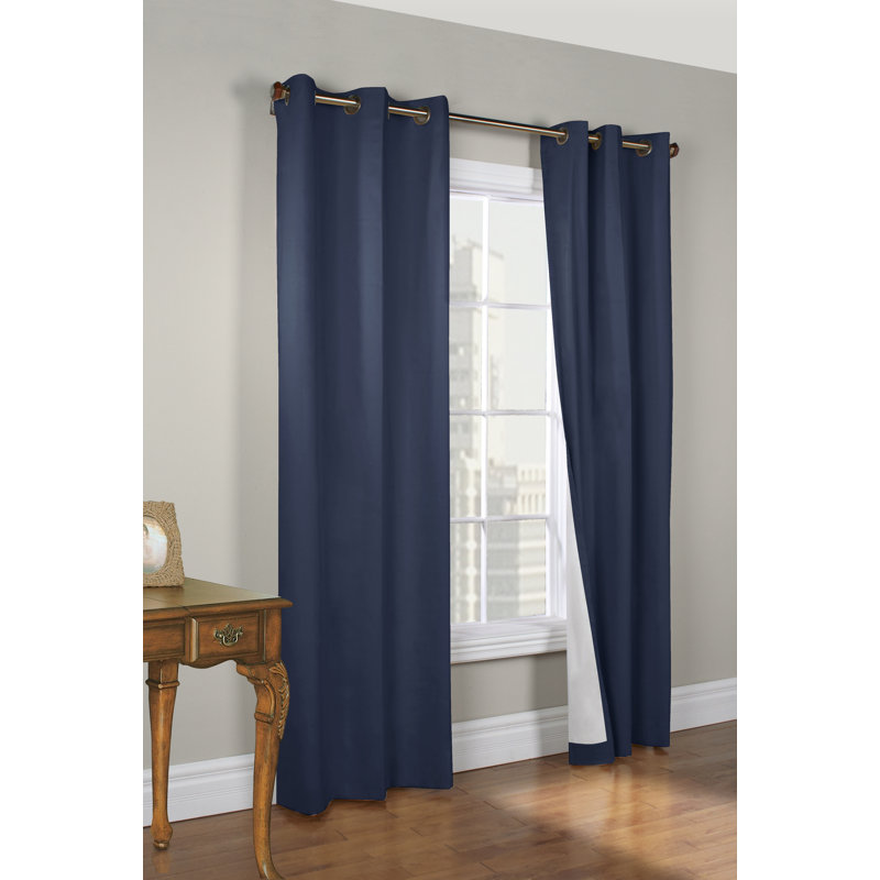 Paire de rideaux obscurcissant et isolant avec œillets 100% coton Mcowenen, Bleu marine, l 40 po x L 54 po