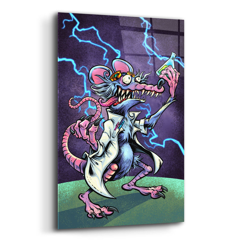 «Bay Rat Home» «Lab Rat Vapor Lab Mascot» par Flyland Designs, art mural en verre acrylique,, H 24 po x l 16 po x P 0,2 po