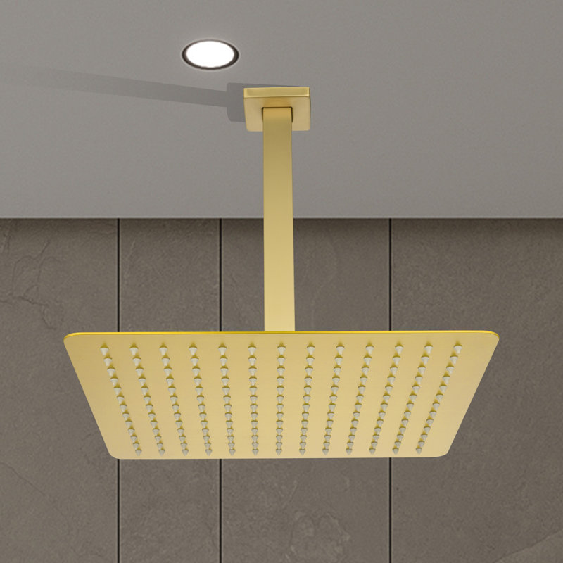 Rain Fixed Shower Head 1.8 GPM GPM with Self-Cleaning, Brushed Gold