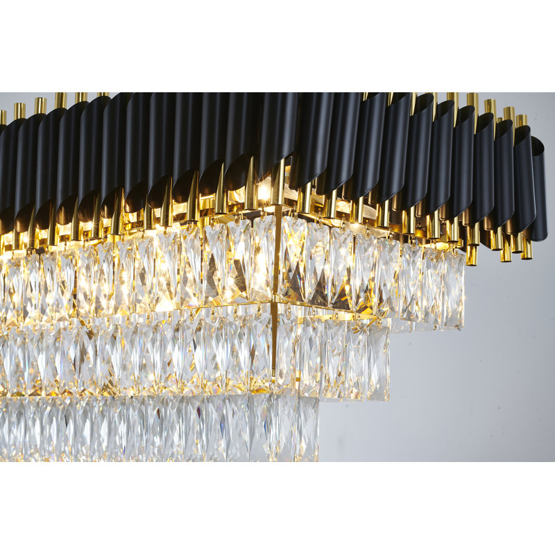 Lustre en cristal 14 lumières Mellissa , Or / noir