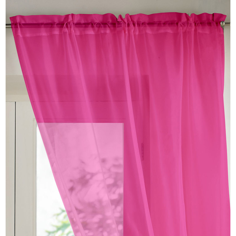 Billerica Sheer Curtain Single Panel, 145 W x 183 D cm, Cerise