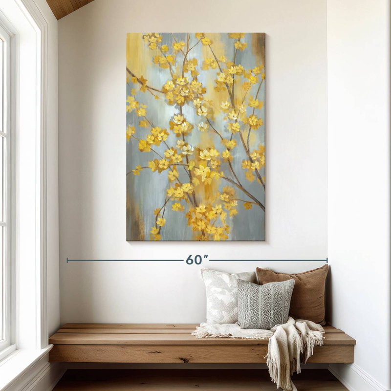 Branche de forsythia, H 48 po x l 32 po