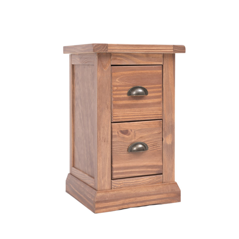 Pharsalia 35 cm W Bedside Table, Light Brown, Brass Cup