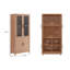 Bibliothèque de style Mid-Century à 6 tablettes avec portes en verre trempé et érable Jodie H 67,6 "x l 31"-435564026