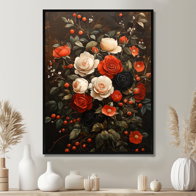 Chambliss - impressions murales florales, Noir, Reproduction encadrée sans passe-partout, H 20 po x l 12 po