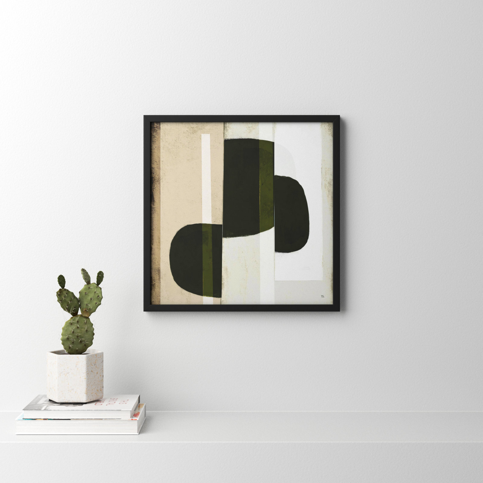 Collage 2 Painting, Black Framed Paper, 24" H x 24" W x 1.25" D