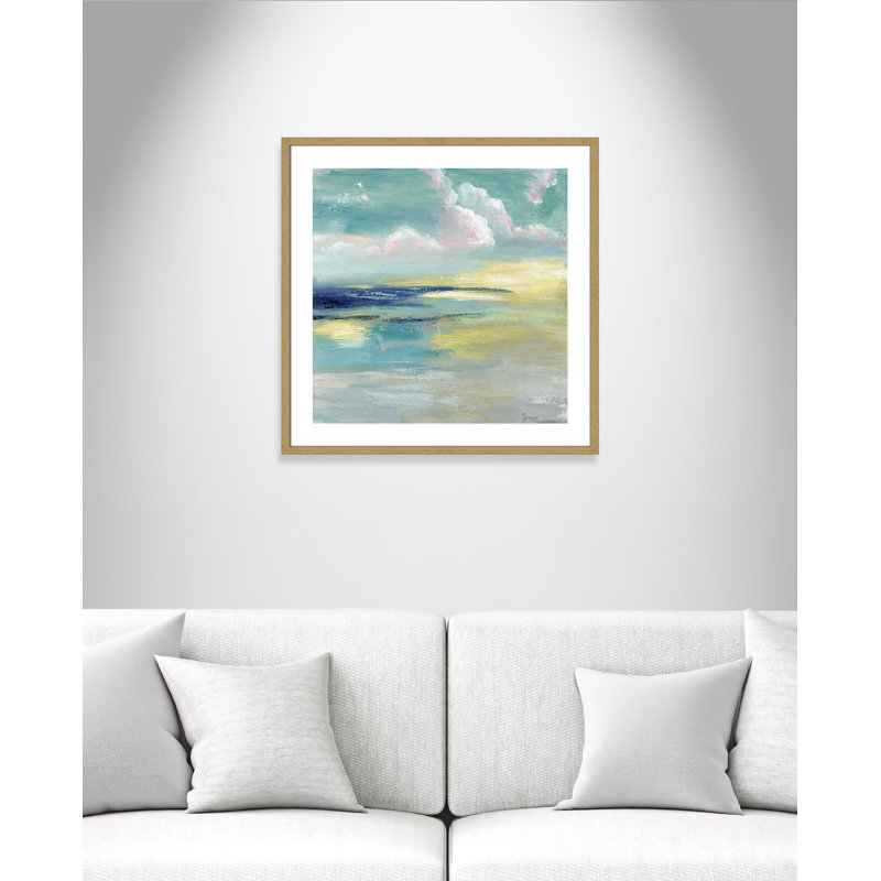 «Bertie Ocean View» par Tava Studios - reproduction d'art, Toile avec cadre en bois beige