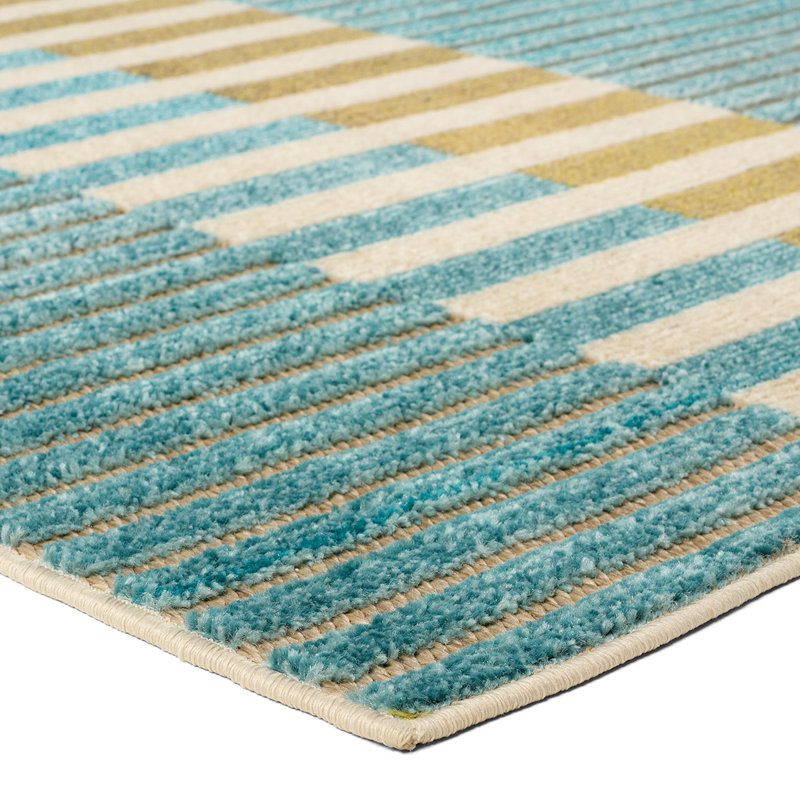 Tapis bleu à motif géométrique, Rectangle 8 pi 6 po x 11 pi 6 po