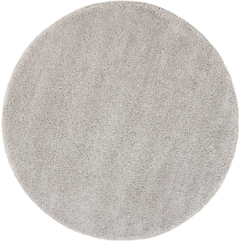 Tapis argenté à longs poils Sunny, Rond 6 pi 7 po