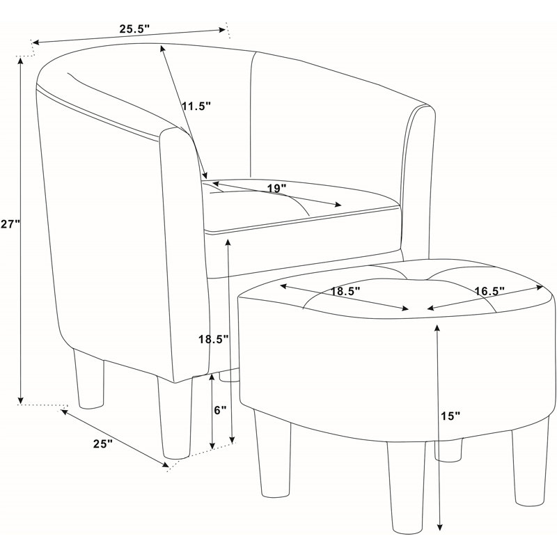 Fauteuil demi-tonneau en cuir synthétique avec repose-pieds, Noir