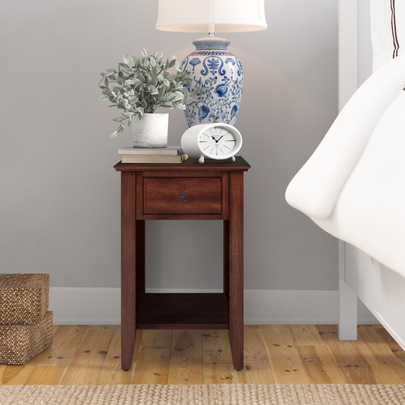 Daiman End Table with Storage, Medium Brown