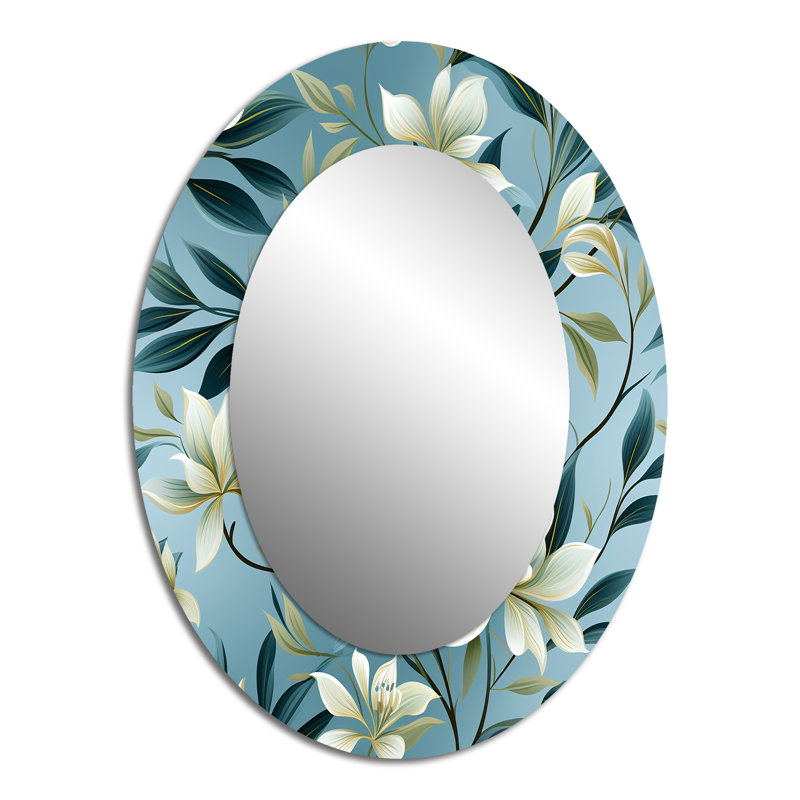 Troene - Green Oval Wall Mirror Decor, 40" H x 30" W