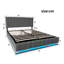 PU Leather Upholstered Bed Ottoman Bed With LED Lighting, Hydraulic Storage 4Ft6 Double Bed Frame With Adjustable Channel Tufted Headboard-2001938402-2001938412