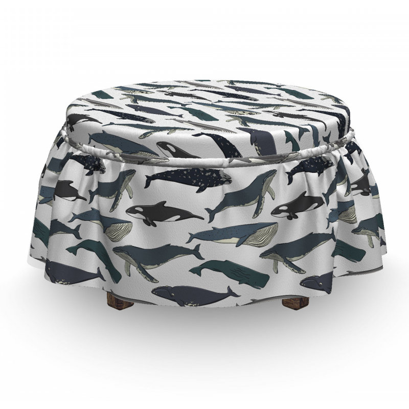 Housse pour repose-pieds en mer baleines aquatiques