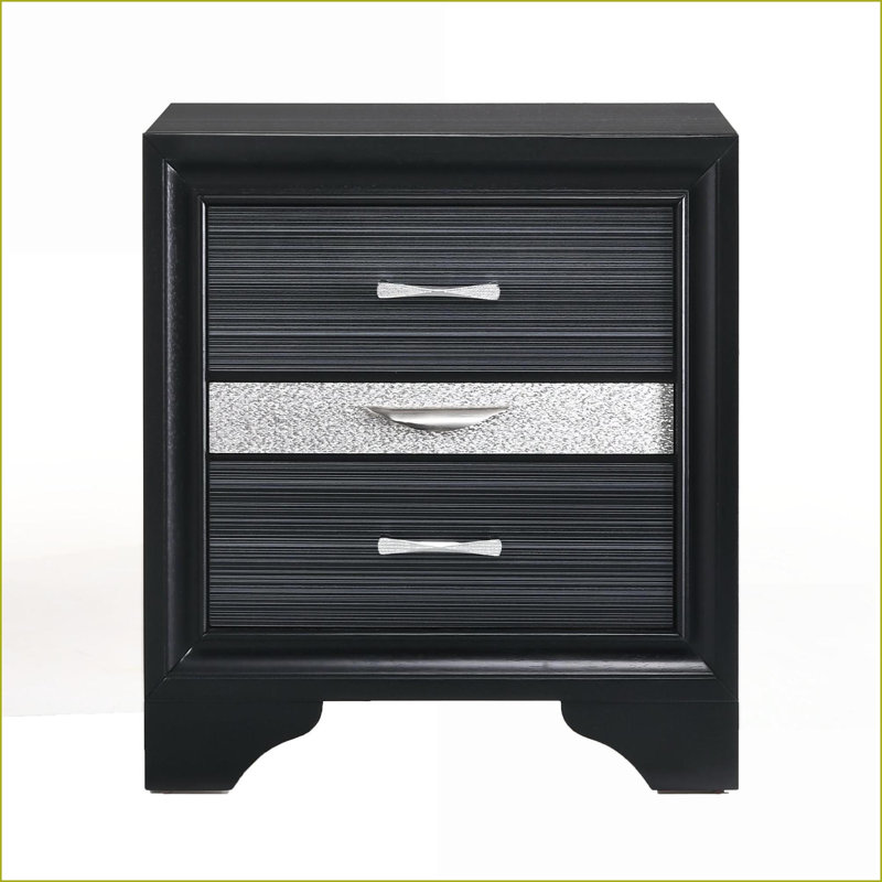 Table de chevet moderne à 3 tiroirs avec rangement pour bijoux