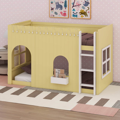 Lit mezzanine en bois massif avec barrière de sécurité Playhouse Design