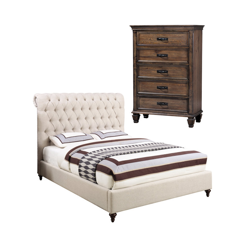 Ensemble de chambre à coucher avec commode 2 pièces Spuyten, Double