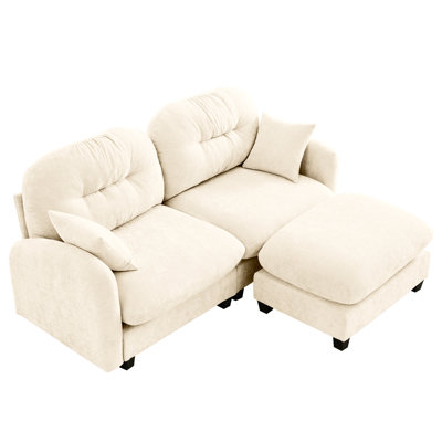 Modular Sectional With , Soft Chenille, High Foam Seat, , Flexible Layout, Beige For Small Living Spaces Chenille Couch Ergonomic Curve, Foam, Design, Diverse Combinations, Rooms