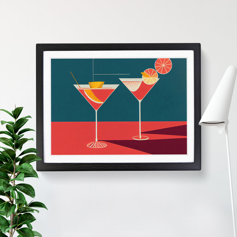 Retro Cocktail Vol.1 - Single Picture Frame Painting, Black Framed, 25cm H x 34cm W x 2cm D