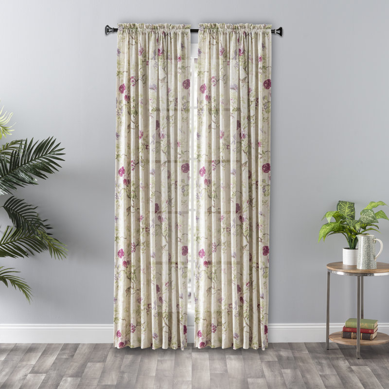 Alita Semi Sheer Curtain Single Panel, Lilac, 48" W x 63" L