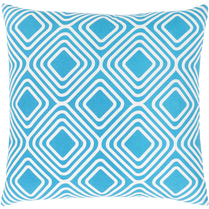 Miranda Cotton Throw Pillow, Bright Blue, 22" H x 22" W x 5" D