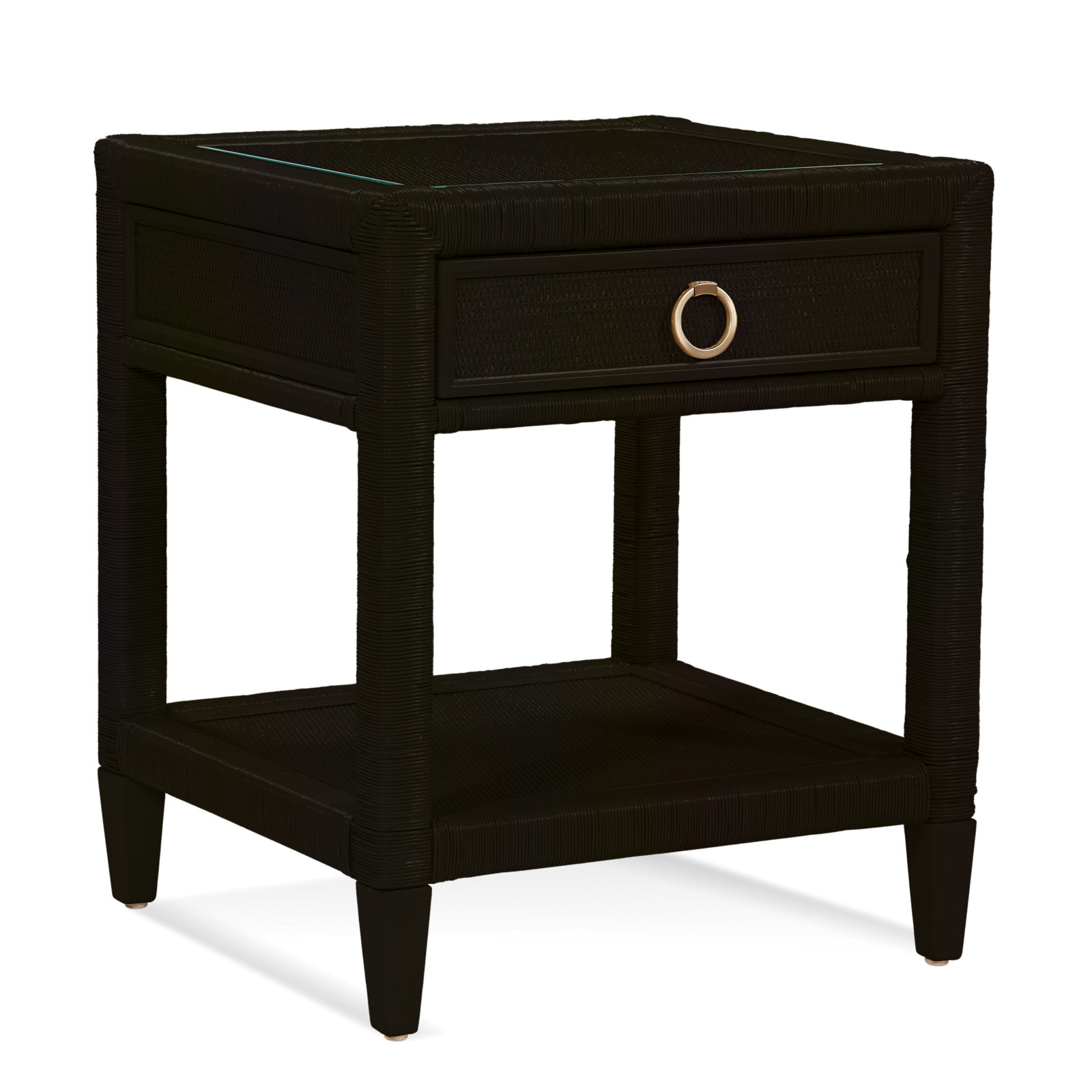 Warwick 1-Drawer Nightstand, Satin Brass, Truffle
