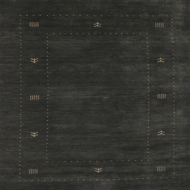 Tapis contemporain noir / brun, Carré 7 pi