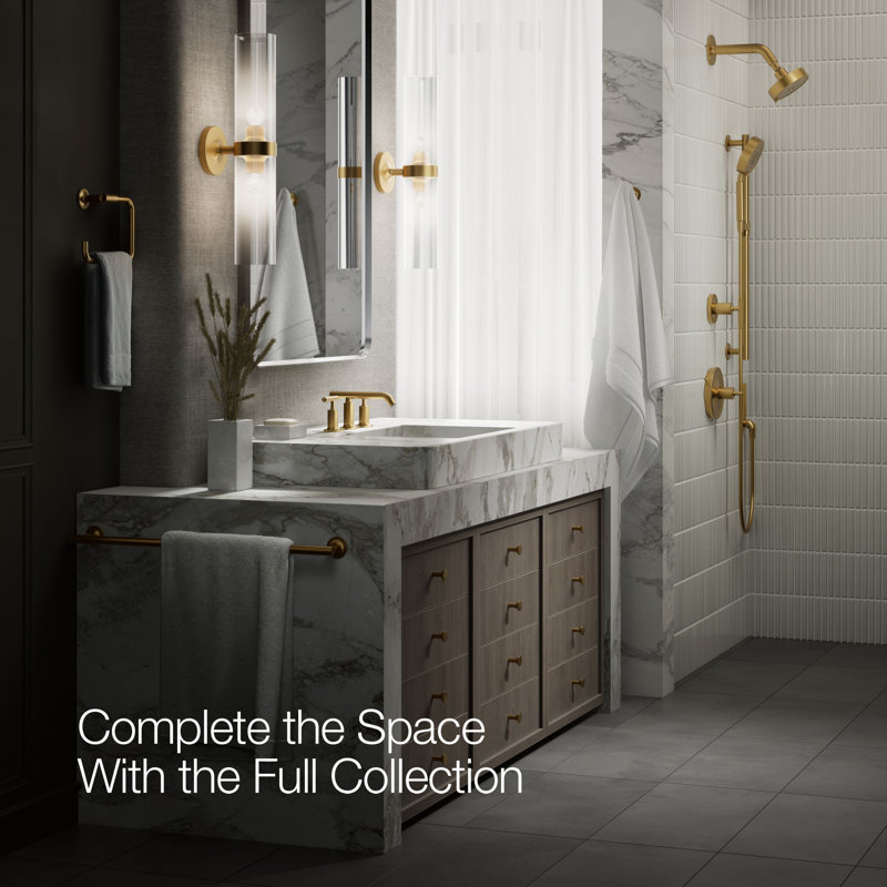 Purist Widespread Bathroom Faucet with Drain Assembly, Vibrant Brushed Moderne Brass