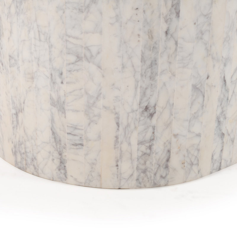 Table basse en marbre, H 18 po x L 48 po x l 24 po, Blanc