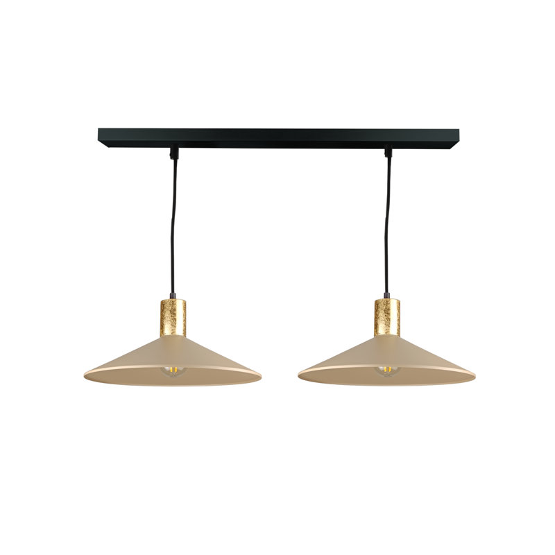 2 - Light Matte Black Dome Pendant, Gold/Latte