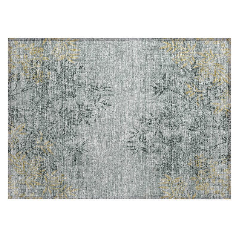 Deivids Washable Floral Indoor / Outdoor Rug, Rectangle 1'8" x 2'6"